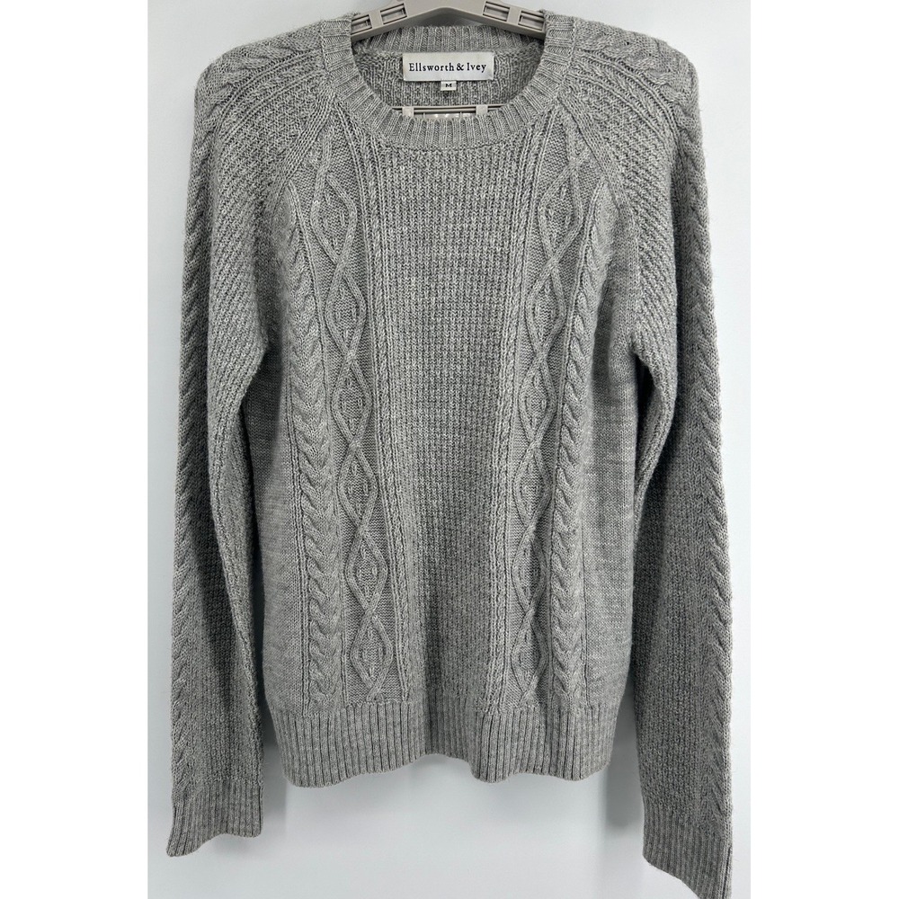Ellsworth &‎ Ivey Women's Pullover Sweater Alpaca Blend Cable Knit Size M Gray